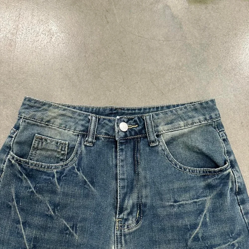Y2K Denim Shorts Blue Wash Relaxed Fit Skater